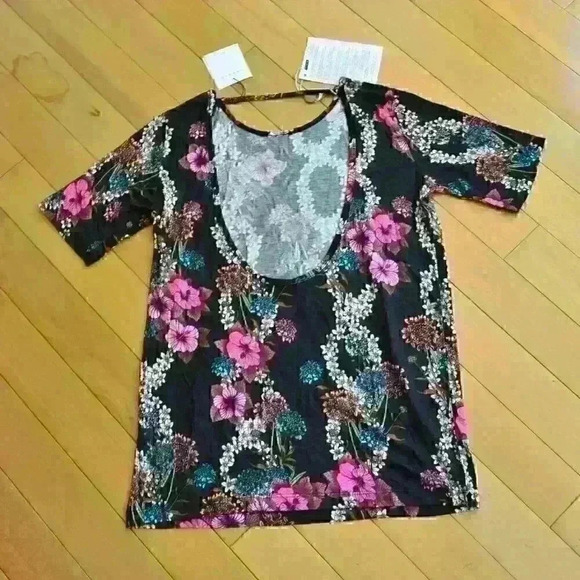 Sandro Cutout floral-print jersey top Size 0 US XS - Picture 9 of 11